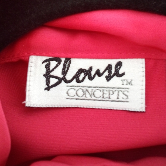 Vintage Shiny Blouse Concepts Pink Made in Korea Shoulder Pads Polyester Top 12 - Picture 2 of 9